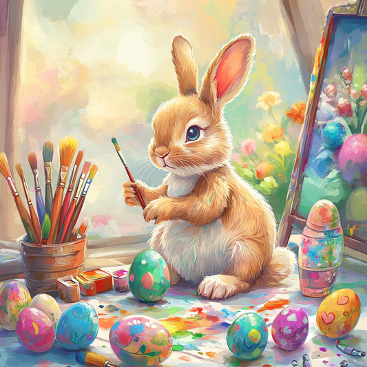 5D Diamond Painting - Hasen Und Bunte Eier