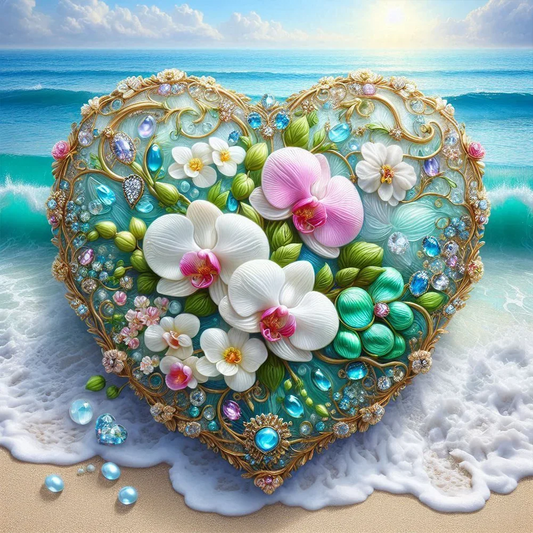 5D Diamond Painting - Herzförmige Blüte