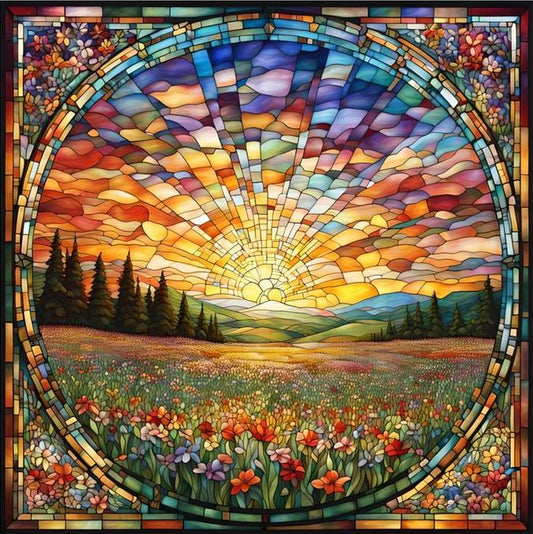 5D Diamond Painting - Glasmalerei Stil Landschaft