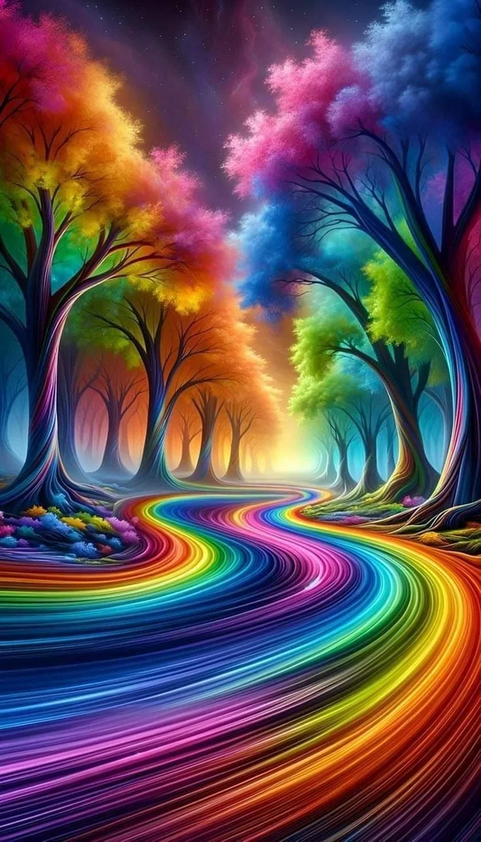 5D Diamond Painting - Abstrakter Farbiger Wald