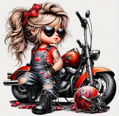 5D Diamond Painting - Mädchen und Motorräder