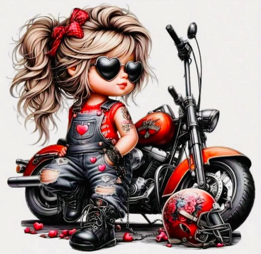 5D Diamond Painting - Mädchen und Motorräder