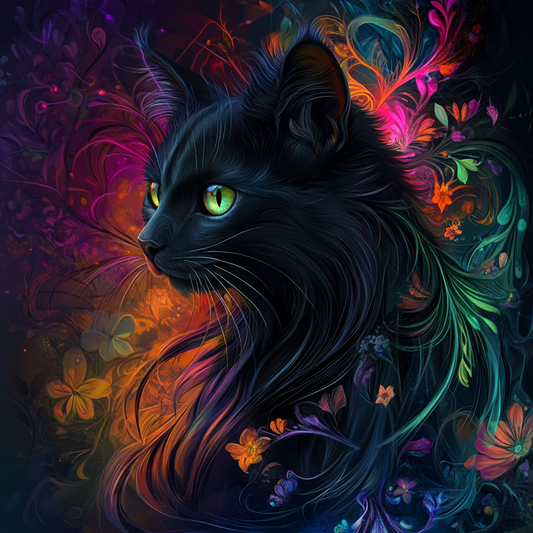 5D Diamond Painting - schwarze Katze