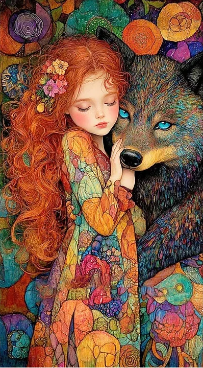 5D Diamond Painting - Mädchen und Bär