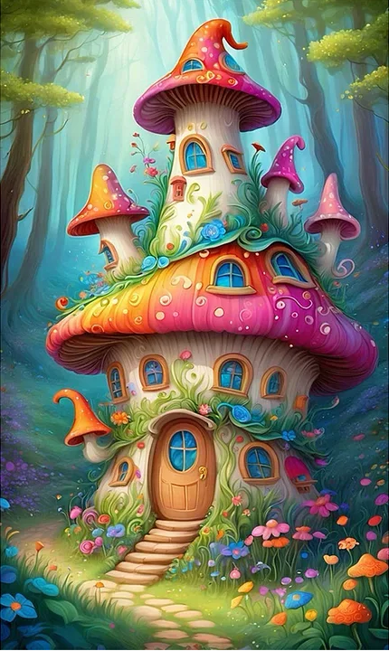 5D Diamond Painting - Fantasy Pilzhaus
