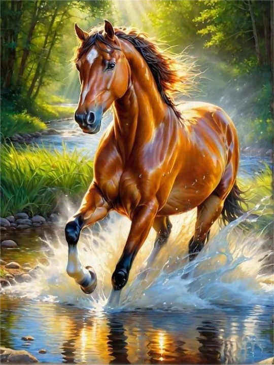 5D Diamond Painting - Laufendes Pferd