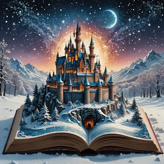 5D Diamond Painting - Schloss im Buch