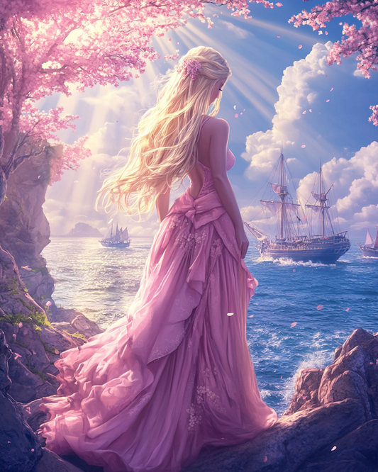 5D Diamond Painting - Schöne Frau zurück