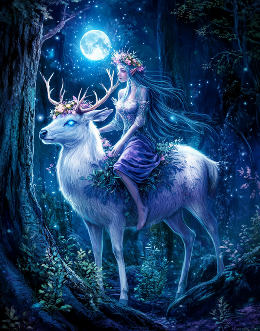 5D Diamond Painting - Die Schöne und der Hirsch
