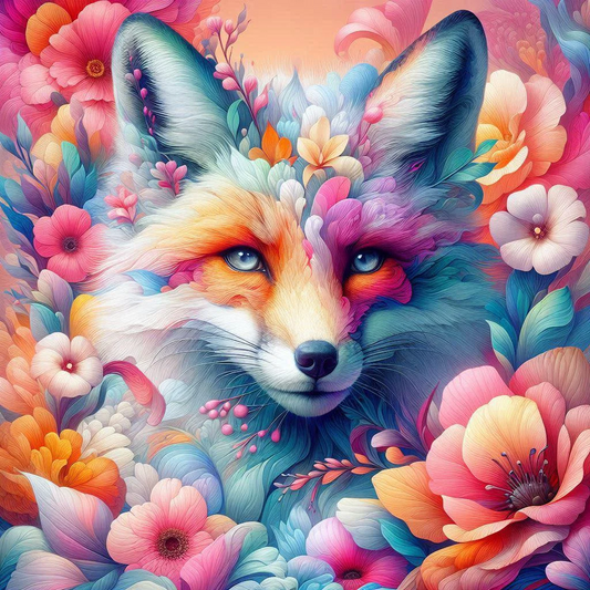 5D Diamond Painting - Der Fuchs in der Blume