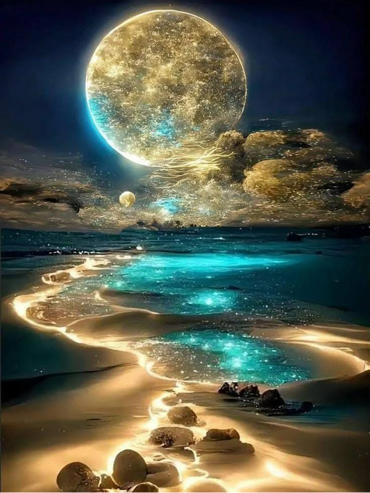 5D Diamond Painting - Abstrakter Mond