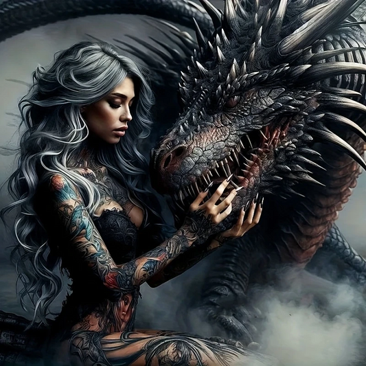 5D Diamond Painting - Die Schöne und der Drache
