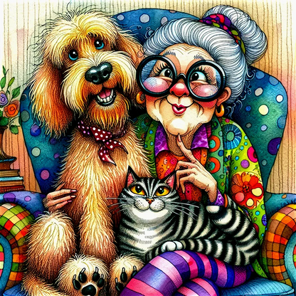 5D Diamond Painting - Oma und der Hund