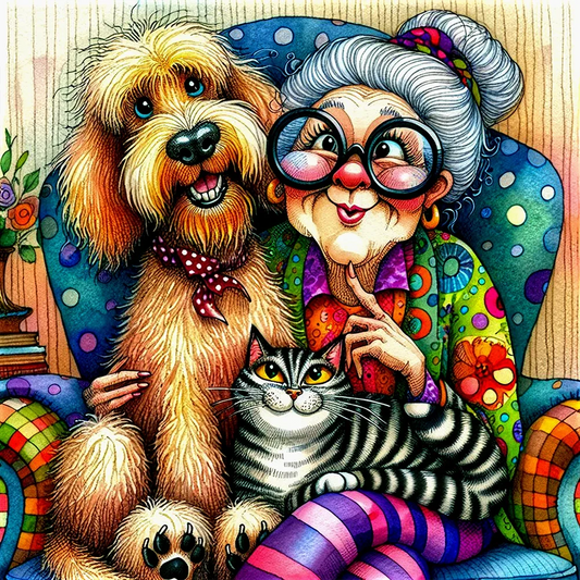 5D Diamond Painting - Oma und der Hund