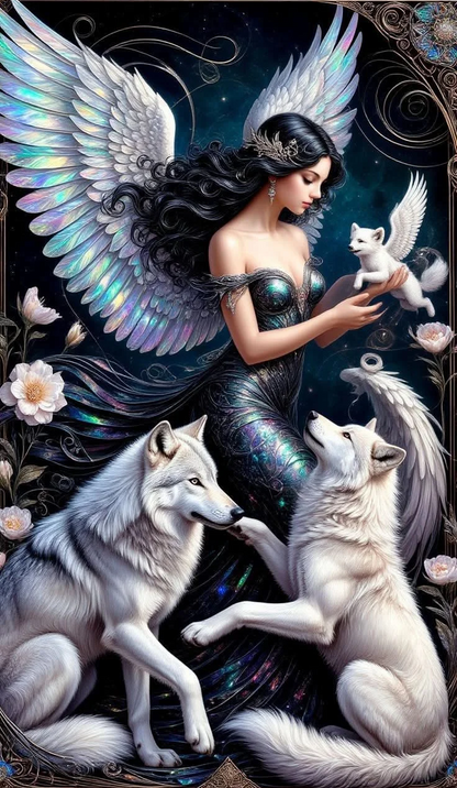 5D Diamond Painting - Feen und Wölfe
