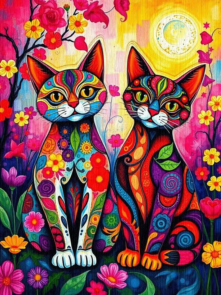5D Diamond Painting - Abstrakte Katze