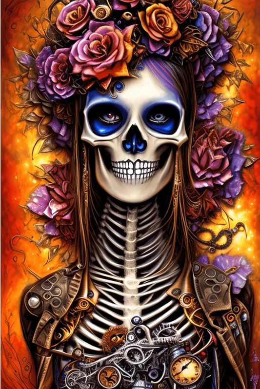5D Diamond Painting - Blumenschädel