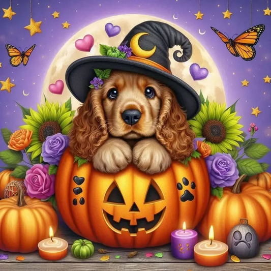 5D Diamond Painting - Halloween-Welpe