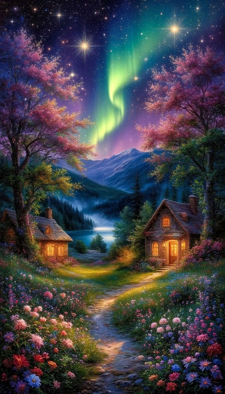 5D Diamond Painting - Das Häuschen im Wald