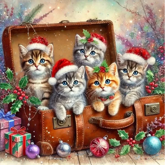 5D Diamond Painting - Weihnachtskatze