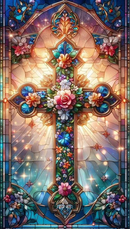 5D Diamond Painting - Kreuz im Polychrom-Stil