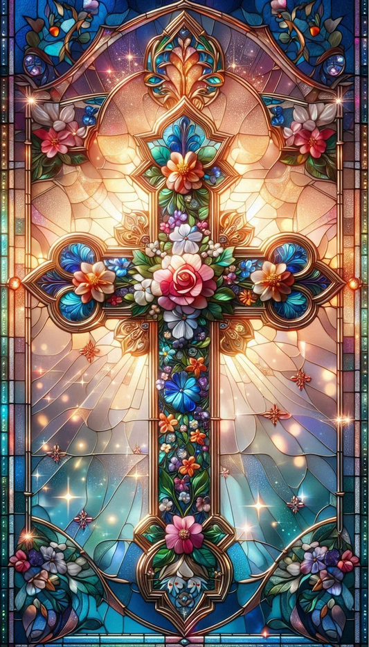 5D Diamond Painting - Kreuz im Polychrom-Stil