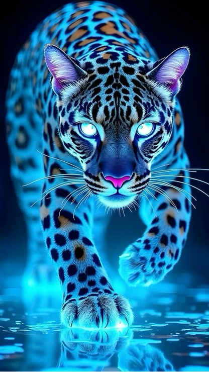 5D Diamond Painting - Blauer Leopard