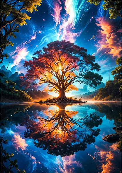 5D Diamond Painting - Abstrakter Baum