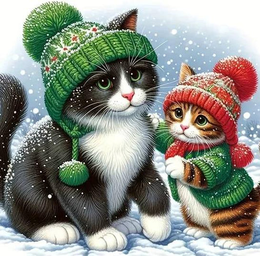 5D Diamond Painting - Weihnachtskatze