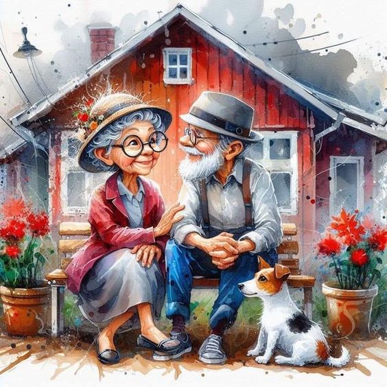 5D Diamond Painting - Älteres Ehepaar