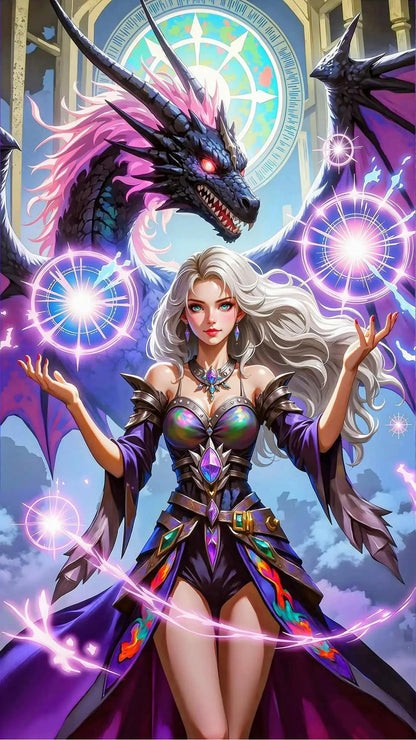 5D Diamond Painting - Die Frau und der Drache