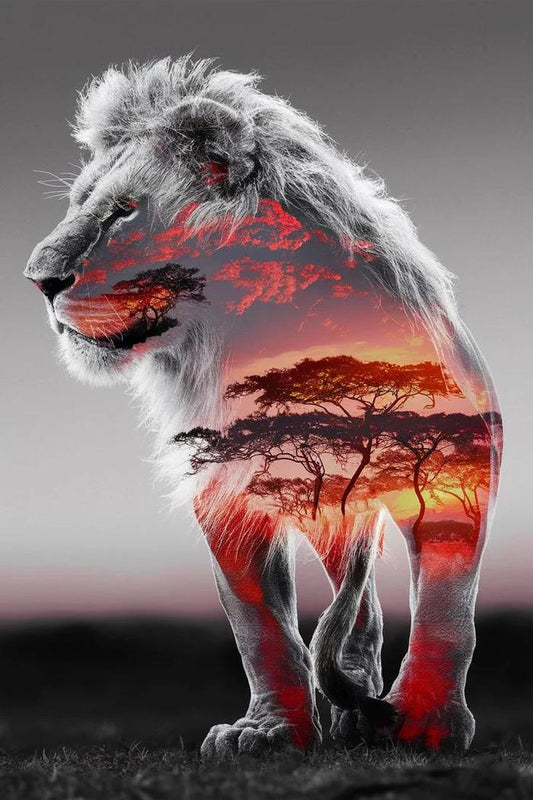 5D Diamond Painting - Abstrakt Löwe