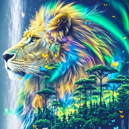 5D Diamond Painting - Leuchtender Löwe