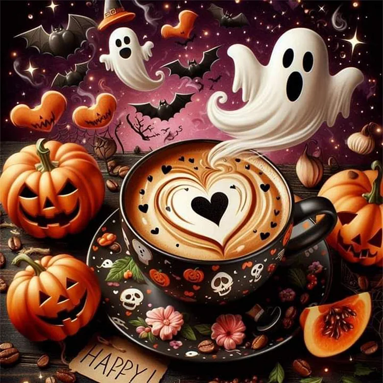 5D Diamond Painting - Halloween Kaffee