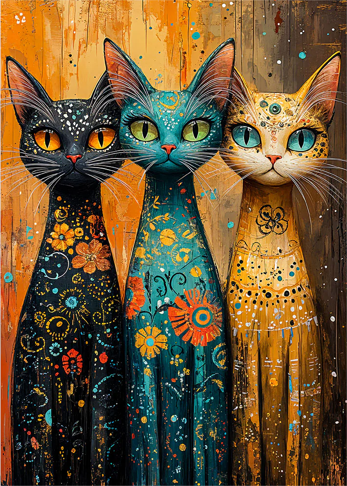 5D Diamond Painting - Drei Katzen