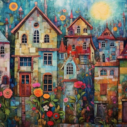 Malen nach Zahlen - Abstraktes Gartenhaus