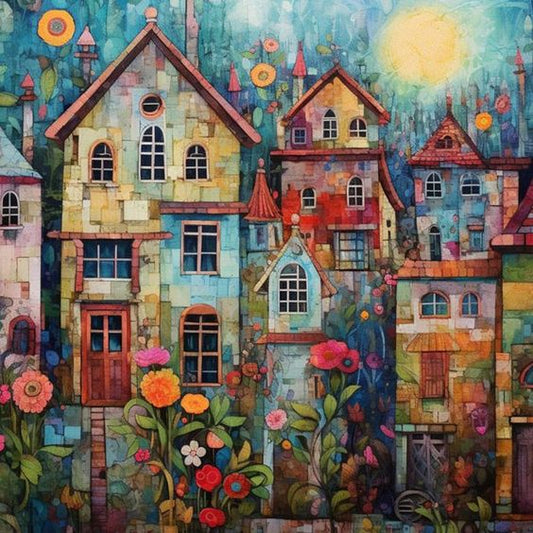 Malen nach Zahlen - Abstraktes Gartenhaus