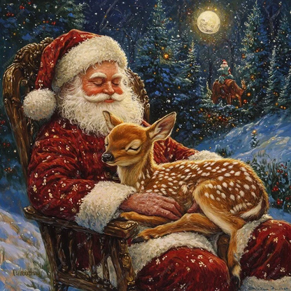 Malen nach Zahlen - Der Weihnachtsmann und seine Rentiere