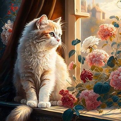 Malen nach Zahlen - Die Katze auf der Fensterbank