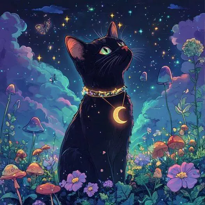 5D Diamond Painting - Schwarze Katze