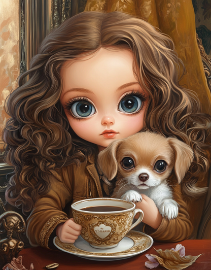 5D Diamond Painting - Mädchen und Hund