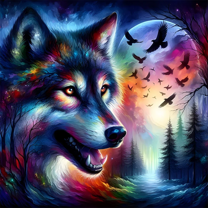 5D Diamond Painting - Abstrakter Wolf