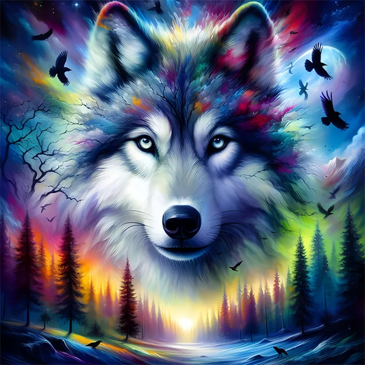 5D Diamond Painting - Abstrakter Wolf