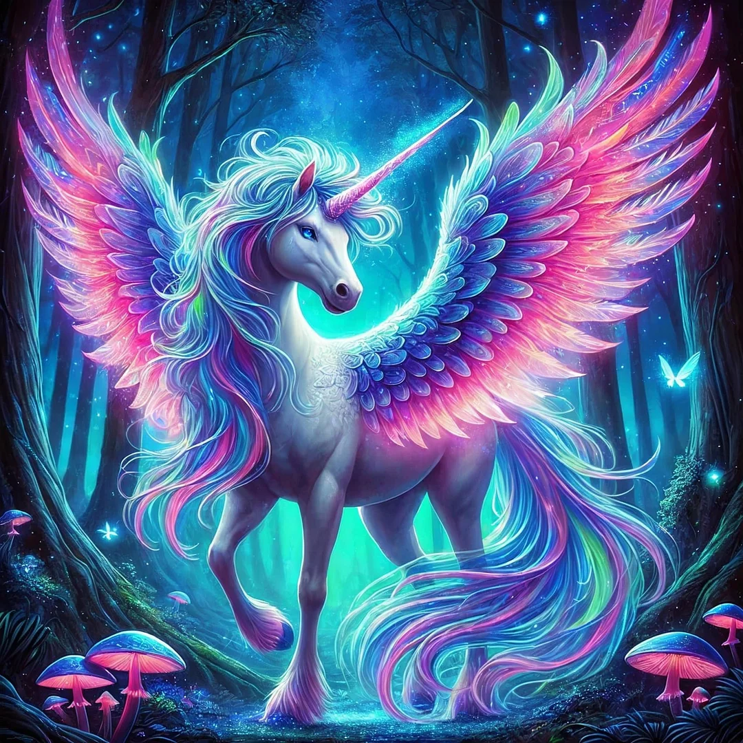 5D Diamond Painting - Geflügeltes Einhorn