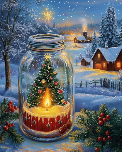 5D Diamond Painting - Weihnachtsbaum in einer Flasche