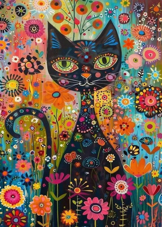 5D Diamond Painting - Abstrakte Katze