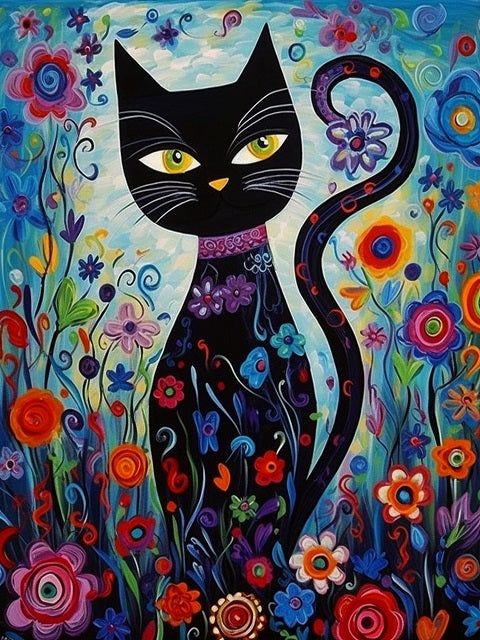 5D Diamond Painting - Abstrakte Katze