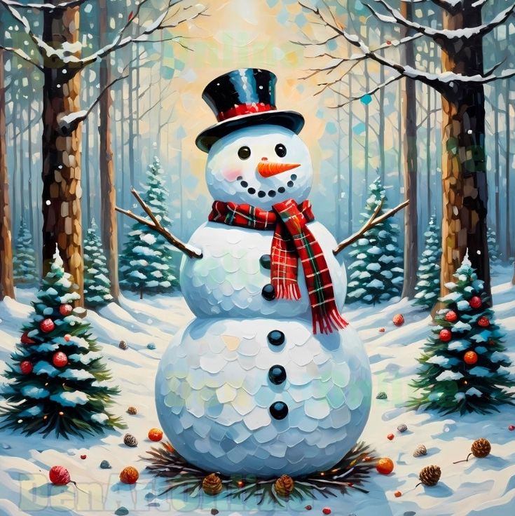 5D Diamond Painting - Niedlicher Schneemann