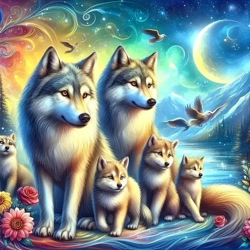 5D Diamond Painting - Wolfsrudel