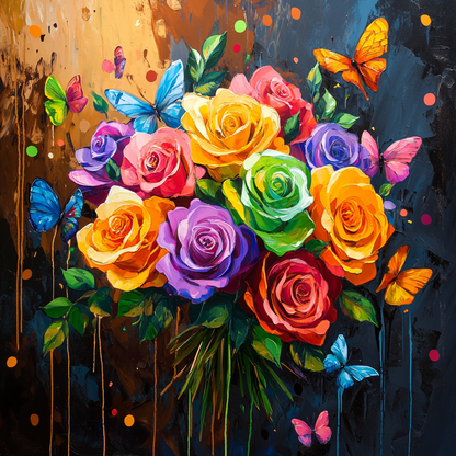 5D Diamond Painting - Bunte Blumen